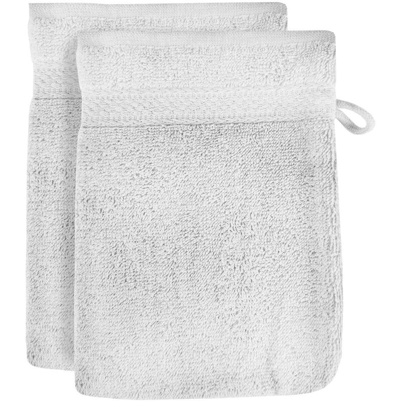 soleil d ocre - lot de 2 gants de toilette en coton 500 gr/m2 16x21 cm lagune blanc, par soleil d'ocre - blanc