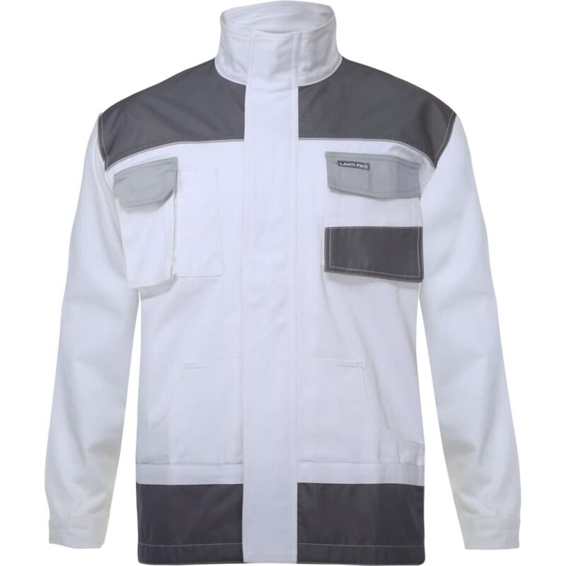 Image of L4041348 Uomo - Giacca in felpa bianca e grigia de protezione con molte tasche - Abbigliamento de Lavoro, s - Lahti Pro