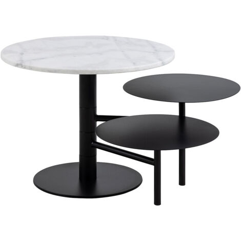 Lahti table basse marbre blanc noir.