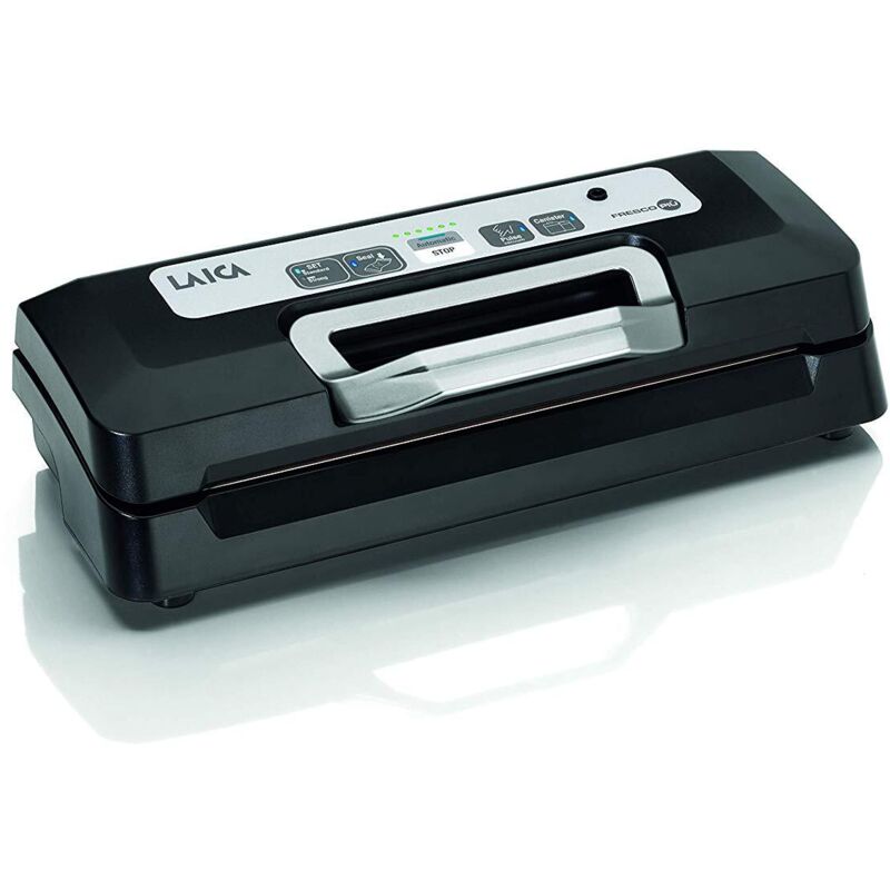 Laica - Machine d'emballage avec poignée de verrouillage capacité d'absorption de 12 l/min, comprend un rouleau, 1 coupeur et un tube pour conteneurs.