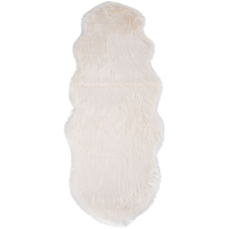 Laila Imitation peau de mouton 60x180 cm, blanc. - Blanc