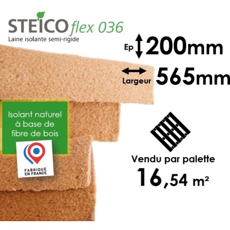 LAINE DE BOIS STEICO FLEX 36 - EPAISSEUR 200MM (R=5,55) - LARGEUR 565MM - PALETTE ENTIÈRE 16,54M²