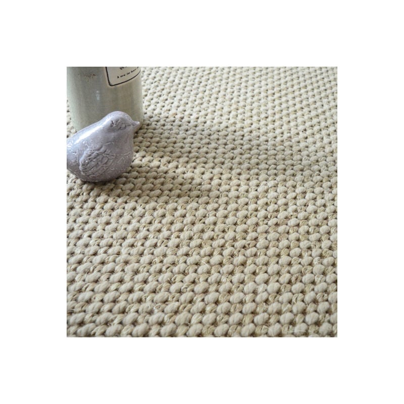 Décoweb - Laine et Sisal - Albury grosses boucles - Grège - Rouleau de 4m x 1m