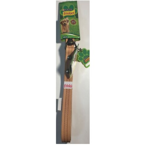 Laisse 100cm en Cuir Marron clair - QR code identity - Friskies Purina