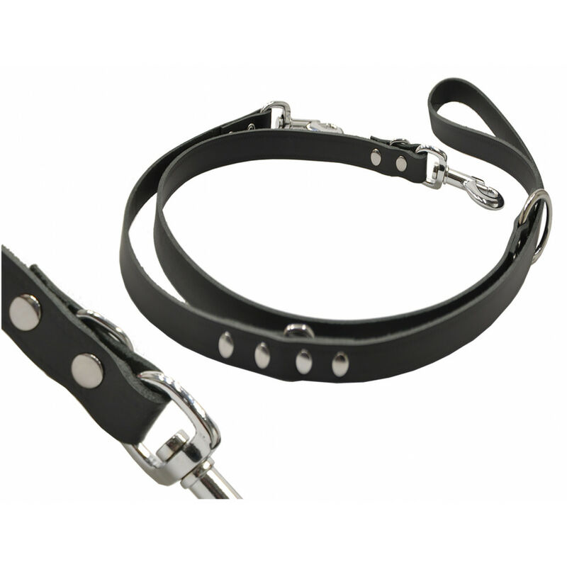Vadigran - Laisse en cuir noir ajustable Samy, 2 mètres. pour chiens