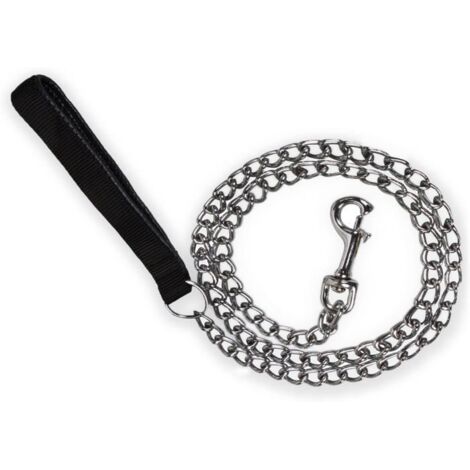 Laisse anti-morsure pour chien Laisse Chien Chaîne (180cm) en Acier Laisse Métal Chien Solide Poignée en Cuir