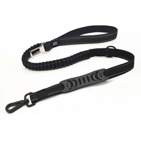 Laisse Chien Anti Traction Laisse de Sécurité Voiture pour Chien Petit Moyen Gros en Nylon Solide Réfléchissante(110CM Noir)