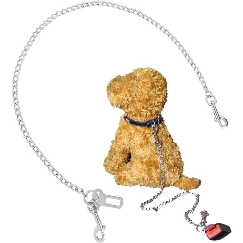 Laisse Chien Chaîne en Acier Inoxydable 104 cm Ceinture de Sécurité pour Chien Sangle de Retenue de Sécurité pour Voiture d'animal