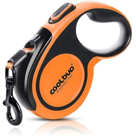 Laisse Chien Enrouleur pour Gros Chien Jusqu\'à 50kg, Ruban en Nylon Solide Extensible à 5M, Rétractable avec Coutures réfléchissante