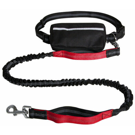 Laisse Chien pour Courir Laisse Mains Libres Chien Kit de Laisse de Chien Courir Laisse pour Chien Ceinture Laisse Anti Traction avec Sac Ceinture Poignée Couture(Rouge)