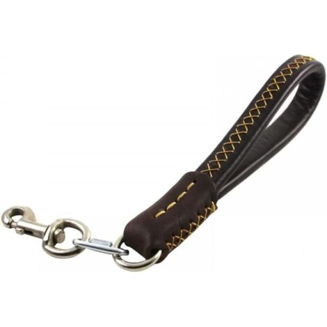 Laisse Courte en Cuir pour Chien,35cm Laisse Poignée Courte Chien Marcher avec Poignée Rembourrée et 360 ° Mousqueton Rotatif pour Chiens de Moyenne et Grande Taille(Largeur 2cm)
