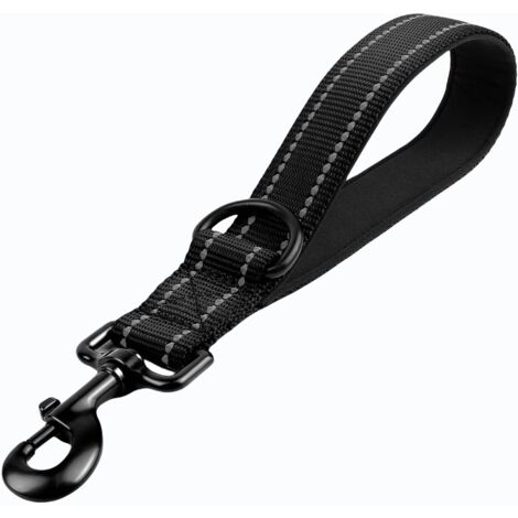 Laisse Courte pour Chien de 30 cm, avec Clip en métal et Rembourrage Doux, réfléchissante, en Nylon, Convient aux Chiens de Taille Moyenne et Grande (Noir, Taille M)