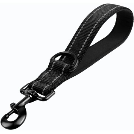 Laisse Courte pour Chien de 30 cm, avec Clip en métal et Rembourrage Doux, réfléchissante, en Nylon, Convient aux Chiens de Taille Moyenne et Grande (Noir, Taille M)