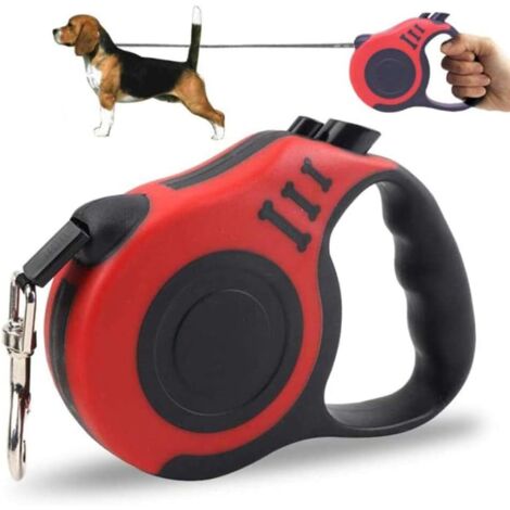 Laisse de chien rétractable poignée antidérapante laisse de chien de compagnie 16ft rouge 5M
