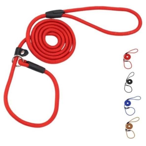 Laisse de Dressage pour Chien Slip Rope 1,3 m x 10 mm, Laisse en Corde Anti-Traction et réfléchissante. Aucun Collier (Rouge)
