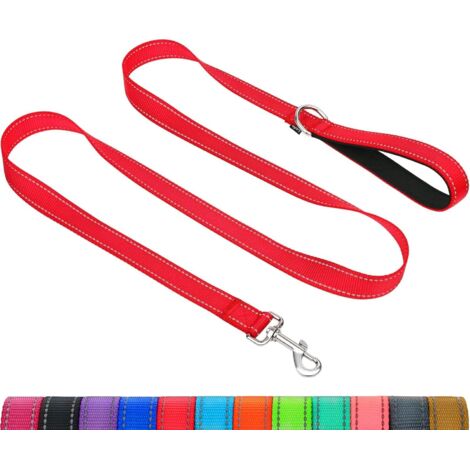 Laisse de Dressage réfléchissante pour Chien, poignée rembourrée en néoprène et Crochet en métal, 1.8m x 2.0cm Laisse en Nylon pour Petits Chiens, Rouge
