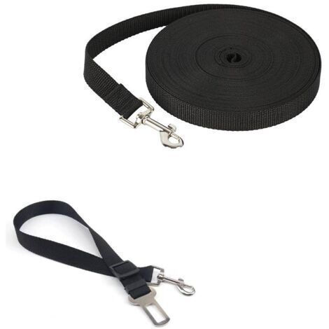 Laisse de sécurité courte, compatible avec les ceintures de sécurité et les laisses de voiture (10 m, noire), laisse de dressage pour chien avec poignée, laisse longue, sangle en nylon, mains libres