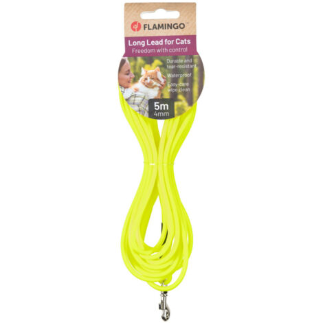 Laisse d'entraînement et à pister Caspar Jaune fluo 5 mètres pour chat - Flamingo