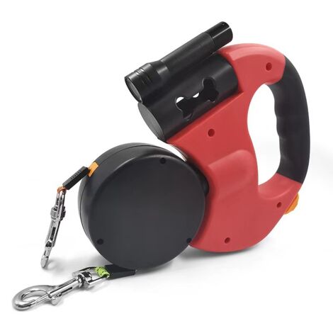 Laisse Double pour Chien Rétractable avec Deux Longs Cordons de 3 Mètres, Laisse pour Chien Double à 360 ° sans Enchevêtrement pour Promener Deux Chiens Jusqu'à 50 LB le rouge