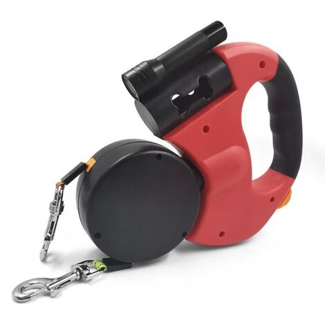 Laisse Double pour Chien Rétractable avec Deux Longs Cordons de 3 Mètres, Laisse pour Chien Double à 360 ° sans Enchevêtrement pour Promener Deux Chiens Jusqu'à 50 LB le rouge