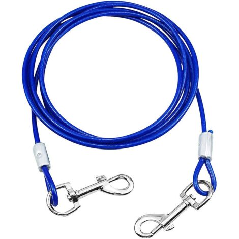 Laisse double pour chiens de petite, moyenne et grande taille - Bleue, 3 m de long, convient aux animaux de moins de 80 kg