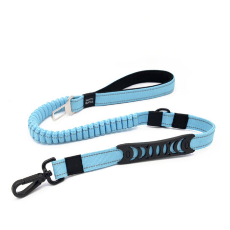 Laisse élastique pour chien robuste 5 en 1 amortisseur multifonction avec seau de siège de voiture, trafic de chien à double poignée et course One Piece