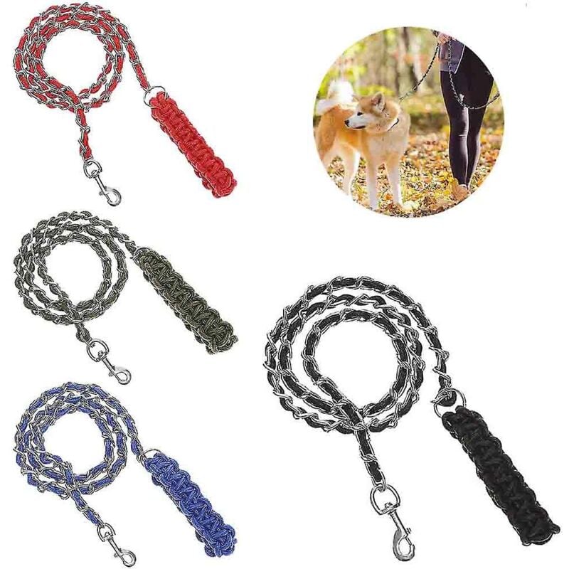 Laisse en métal pour chien, résistante aux morsures, laisse en chaîne pour chien, très résistante
