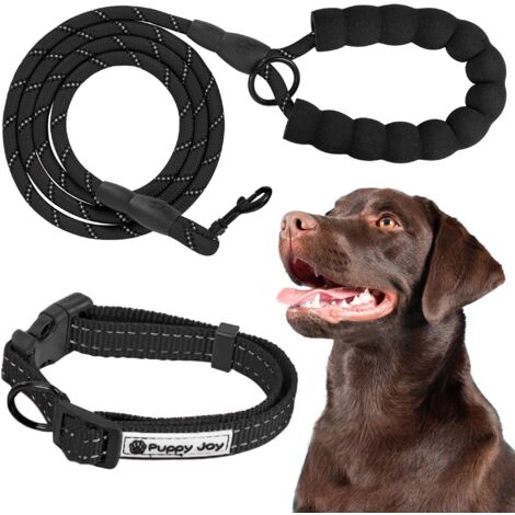 LAISSE ET COLLIER POUR CHIEN PJ-091 BLACK