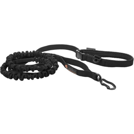 Laisse JoQu® Ultra Strong Runners pour chiens de petite et moyenne taille avec amortisseur, noire
