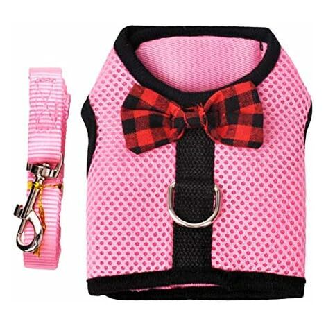 Laisse Lapin Harnais Animal de Compagnie Veste Rose S
