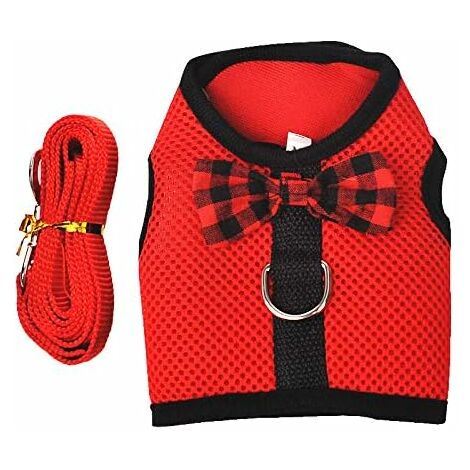 Laisse Lapin Harnais Animal de Compagnie Veste Rouge S