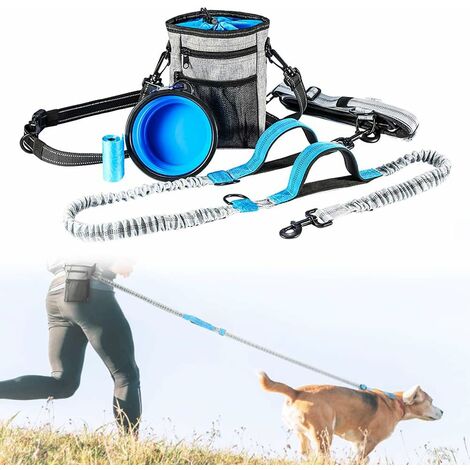 Laisse Mains Libres pour Chien, Laisse Chien avec Couture Réfléchissante, Jusqu'à 150 lbs, Bol d'eau pour Chien pour la randonnée, la Marche, Le Jogging
