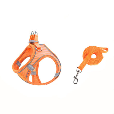 Laisse pour animaux de compagnie de type gilet, harnais pour chien chat, chaîne de marche pour chien réfléchissante et respirante,(M,orange)