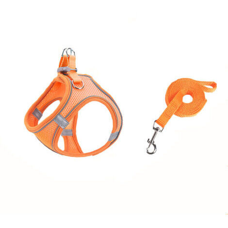 Laisse pour animaux de compagnie de type gilet, harnais pour chien chat, chaîne de marche pour chien réfléchissante et respirante,(S,orange)