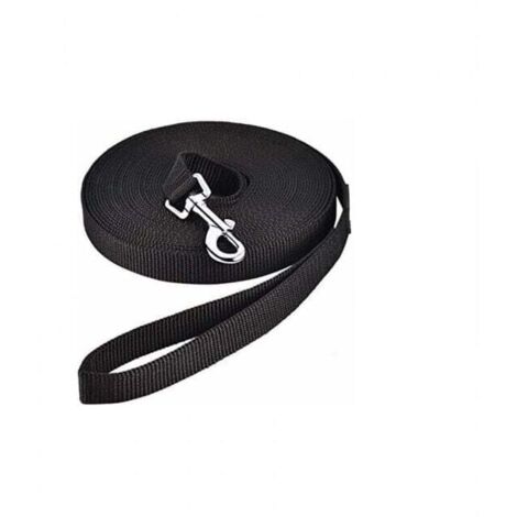 Laisse pour Chien (10m Noir), Laisse de Dressage Chien avec Poignée Longe Chien Longue Sangle en Nylon Mains Libre pour Petits à Grands Chiens Animal de Compagnie Promenade Jogging