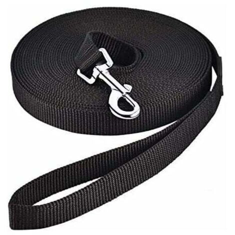 Laisse pour Chien (10m Noir), Laisse de Dressage Chien avec Poignée Longe Chien Longue Sangle en Nylon Mains Libre pour Petits à Grands Chiens Animal de Compagnie Promenade Jogging