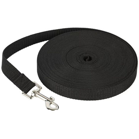 Laisse pour chien, 15 m, noire, robuste, pour éducation.