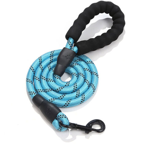 Laisse pour chien, 3 m, bleue, robuste, pour éducation.