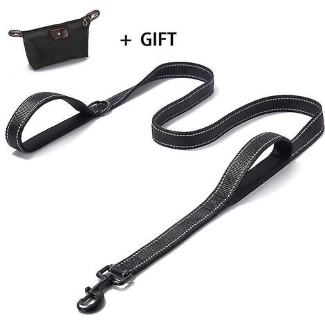 Laisse pour chien à double poignée, mains libres, extensible et absorbant les chocs