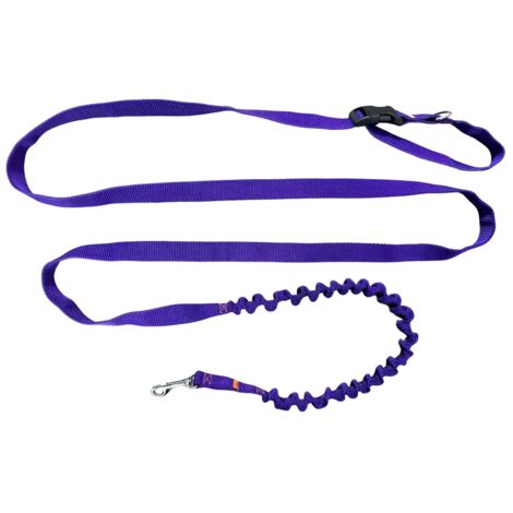 Laisse pour chien avec absorbeur de choc, 380 cm, violette, réglable, mains libres, fabriquée en Pologne