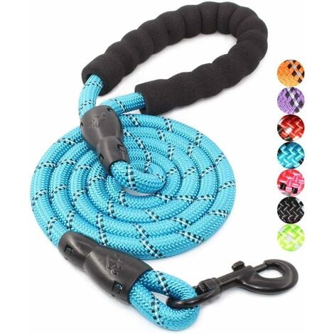 SUNXURY Laisse pour chien avec poignée rembourrée confortable et fils hautement réfléchissants pour chiens de petite, moyenne et grande taille (1,8 m, bleu)