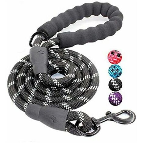 Laisse pour Chien en Nylon Réglable Solide Noir de Haute Qualité Réfléchissant 150cm pour Grands ou Moyens Chiens Ddapté à Course à pied Jogging Randonnée (Noir)