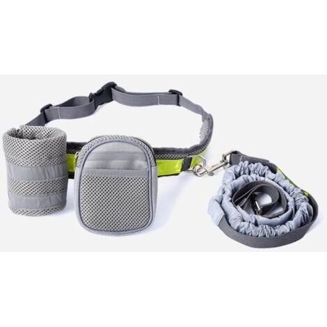 Laisse pour Chien - Nylon - Mains-libres - Ceinture Ventrale - Gris - 80-104 cm