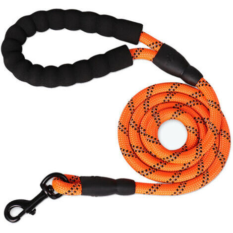 Laisse pour chien orange de 3 mètres de long 1,0 cm d'épaisseur avec poignée rembourrée adaptée à la promenade du chien en extérieur
