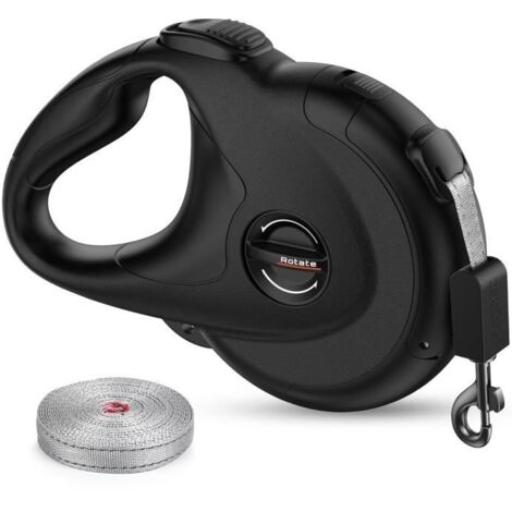 Laisse pour chien rétractable, 4m, poids max 50kg, sangle en nylon avec bouton de verrouillage, pour chiens