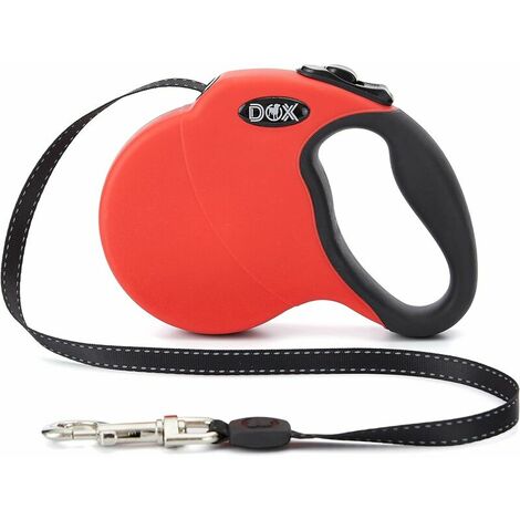 Laisse pour chien rétractable réfléchissante - Laisse pour grands et petits chiens jusqu'à 10 kg - Laisse plate rétractable pour chat et chiot - Rouge - S - 4 m - Disponible en différentes couleurs et