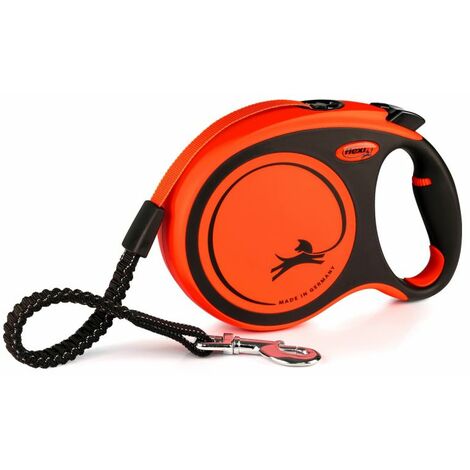 Laisse rétractable pour chien jusqu'à 55 kg – Longueur 8 m – Nylon et corde résistants – Système de freinage fiable – Flexi - XT30T8-251-OR