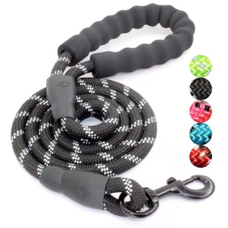 Laisse pour chien,Laisse pour chien robuste avec poignée rembourrée confortable(noir, 1,2 m)