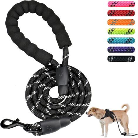 Laisse puissante pour animaux de compagnie de 5 pi 1,5 m (noir)