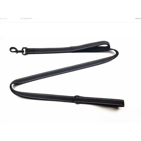 Laisse réfléchissante pour chien avec poignée rembourrée et crochet en métal 1,5 x 2,5 cm nylon pour chien moyen et grand noir